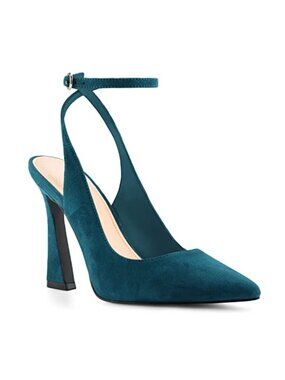 Pointed Toe Slingback High Heels Faux Leather Wedding Dress Pumps